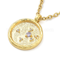 304 Stainless Steel Cubic Zirconia Constellation Flat Round Pendants&nbsp;STAS-S145-01B