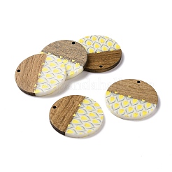 Opaque Resin & Walnut Wood Pendants&nbsp;RESI-N025-046B