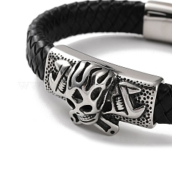 Men's Braided Black PU Leather Cord Bracelets&nbsp;BJEW-K243-16AS