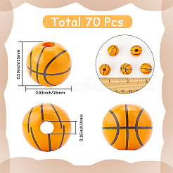 70Pcs Painted Natural Wood European Beads&nbsp;WOOD-SC0002-09