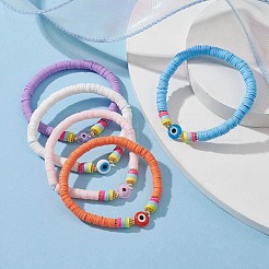 Polymer Clay Heishi Surfer Stretch Bracelet&nbsp;BJEW-JB09641