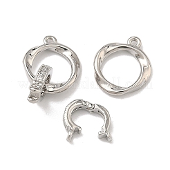 Brass Micro Pave Clear Cubic Zirconia Fold Over Clasps&nbsp;KK-B170-06P