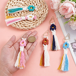 6Pcs 6 Colors Flower Handmade Macrame Cotton with Iron Paper Clip&nbsp;AJEW-GA0009-75