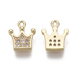 Brass Micro Pave Clear Cubic Zirconia Charms&nbsp;KK-R134-009-NF