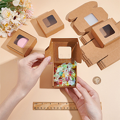 Kraft Paper Gift Box with Visible Window&nbsp;CON-WH0088-74A
