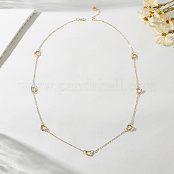 Iron Micro Pave Clear Cubic Zirconia Heart Link Chian Long Necklaces for Women&nbsp;CK7864