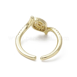Rack Plating Brass Micro Pave Cubic Zirconia Open Cuff Rings&nbsp;RJEW-K257-41G