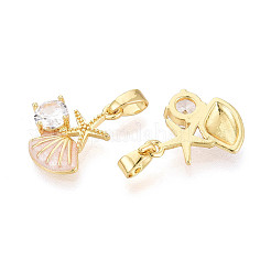 Brass Micro Pave Clear Cubic Zirconia Charms&nbsp;KK-N259-09A-G