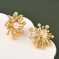 Brass Flower Stud Earrings&nbsp;EJEW-D337-06G