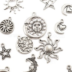 96Pcs Moon & Sun & Geometric Tibetan Style Alloy Pendants&nbsp;TIBEP-LS0001-09