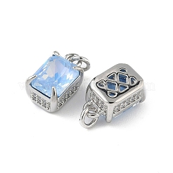Brass Micro Pave Cubic Zirconia Charms with Glass Crystal&nbsp;KK-Q039-02P