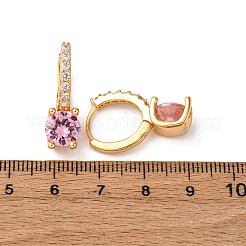 Flat Round Brass Micro Pave Cubic Zirconia Hoop Earrings&nbsp;EJEW-F384-03G