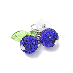 Handmade Polymer Clay Rhinestone Cherry Pendants&nbsp;PALLOY-JF03868-01