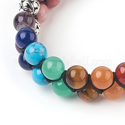 Chakra Natural Rhodonite Braided Bead Bracelets&nbsp;BJEW-O164-A02