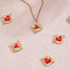 6Pcs 2 Styles Brass Enamel Connector Charms&nbsp;KK-BBC0019-84