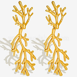 304 Stainless Steel Hip-hop Branch Stud Earrings&nbsp;CQ4800-2