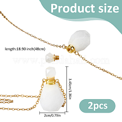Natural Quartz Crystal Faceted Perfume Bottle Pendant 304 Stainless Steel Cable Chain Necklaces&nbsp;NJEW-WH0002-268E