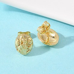Brass Oval with Human Stud Earrings&nbsp;EJEW-F400-24A-G