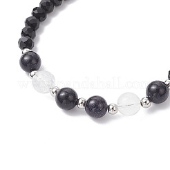 Synthetic Blue Goldstone & Glass Round Beaded Bracelets for Women&nbsp;BJEW-JB12210-03