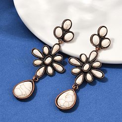 Alloy Synthetic Turquoise Dangle Stud Earrings&nbsp;EJEW-U053-06R