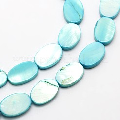 Dyed Oval Natural Freshwater Shell Beads Strands&nbsp;SHEL-E355-11