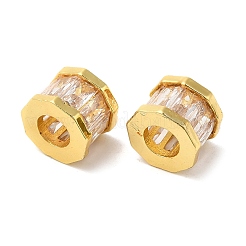 Rack Plating Brass Cubic Zirconia European Beads&nbsp;KK-R147-02G