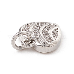 Brass Micro Pave Clear Cubic Zirconia Heart Charms&nbsp;ZIRC-F132-58P