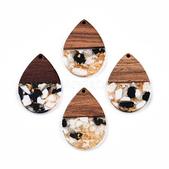 Transparent Resin & Walnut Wood Pendants&nbsp;RESI-N025-028-A01