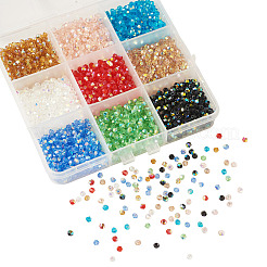 18 Strands 9 Colors AB Color Plated Transparent Glass Beads Strands&nbsp;GLAA-TA0004-44