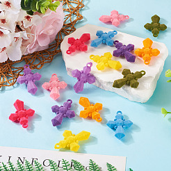 16Pcs 8 Colors Flocking Resin Pendants&nbsp;RESI-TA0002-77