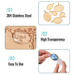6Pcs 6 Styles 304 Stainless Steel Pendant Cabochon Settings&nbsp;STAS-TA0001-47F