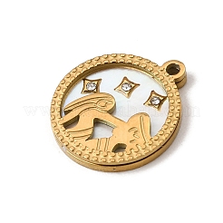 12 Constellations 304 Stainless Steel & Natural Shell & Rhinestone Pendants&nbsp;SA-CBAA9A2-06G-09