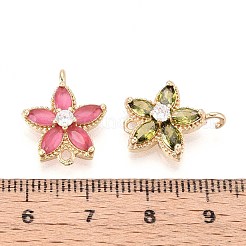 Brass Pave Cubic Zirconia Flower Connector Charms&nbsp;KK-T078-27G