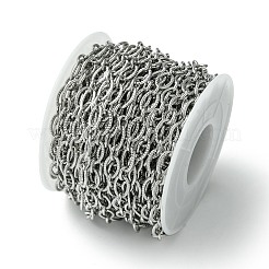 Tarnish Resistant 304 Stainless Steel Textured Oval Link Chains&nbsp;CHS-K018-02P