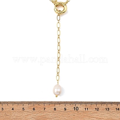 Adjustable 304 Stainless Steel Figaro Chain Natural Pearl Rice Y Tassel Lariat Necklaces for Women&nbsp;NJEW-JN06146
