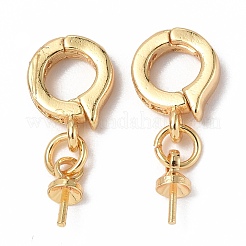 Brass Micro Pave Clear Cubic Zirconia Twister Clasps&nbsp;KK-P223-19G
