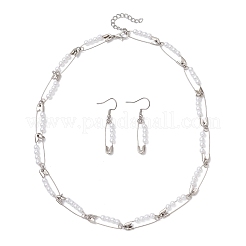 Round Imitated Pearl Acrylic Dangle Earrings & Necklaces Sets&nbsp;SJEW-JS01363