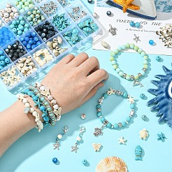 DIY Ocean Theme Synthetic Turquoise & Glass Beads Jewelry Making Finding Kits&nbsp;DIY-YW0010-95