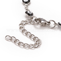 Enamel Heart with Evil Eye Link Chains Bracelet&nbsp;BJEW-P271-06P-04