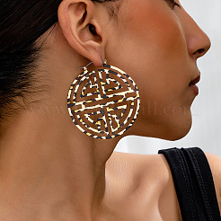 Leopard Print Alloy Hoop Earrings&nbsp;FS-WG28523-01