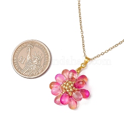 7Pcs 7 Colors Flower Handmade Glass Seed Beaded Pendant Necklaces&nbsp;NJEW-MZ00096