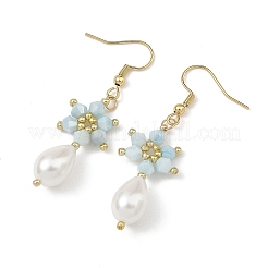 Anti-Tarnish Electroplate Bicone Glass Pearl Teardrop Beads Dangle Earrings&nbsp;EJEW-MZ00765-01