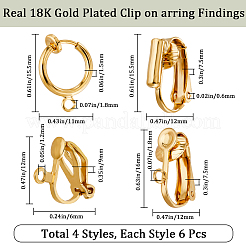 24Pcs 4 Style Brass & 304 Stainless Steel Clip-on Hoop Earring Findings&nbsp;KK-BBC0012-54