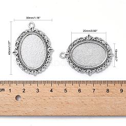 Tibetan Style Antique Silver Alloy Flat Oval Pendant Cabochon Settings&nbsp;TIBEP-M022-20AS