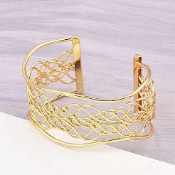Exaggerated 304 Stainless Steel Cuff Bangles for Women&nbsp;BJEW-P363-02G