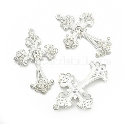 Alloy Rhinestone Cross Big Pendants&nbsp;ALRI-1475-S-RS