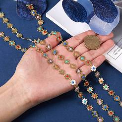 2M Brass Enamel Flower Link Chains&nbsp;CHC-SZ0001-35