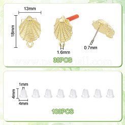 30Pcs Rack Plating Golden Alloy Stud Earring Findings&nbsp;EJEW-UN0002-37