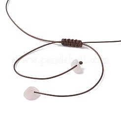 Raw Rough Natural Stone Nuggets Pendant with Handmade Lampwork Flower Adjustable Waxed Polyester Cord Necklaces for Women&nbsp;NJEW-TA00210-02