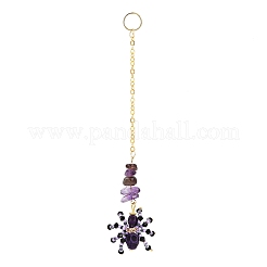 Halloween Theme Spider & Skull Dyed Synthetic Turquoise & Glass Seed Beads Pendant Decorations&nbsp;HJEW-MZ00282-06